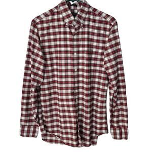 J. Crew Red Plaid Classic Flex Button Down Measures Medium/Large (Tagged Small)